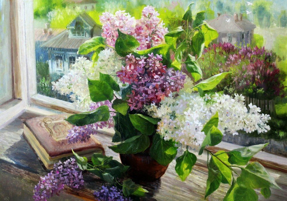 Картины сирень в окне